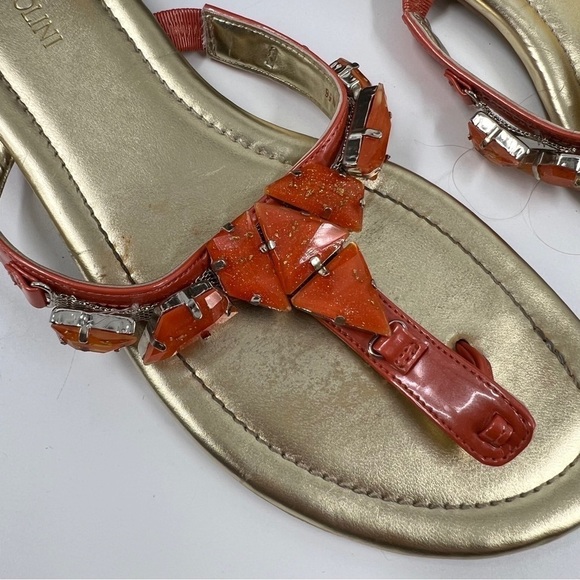 ✅ Enzo Angiolini LADIES ORANGE JEWELED SANDALS SIZE 9.5 BOX INCLUDED - Picture 4 of 6